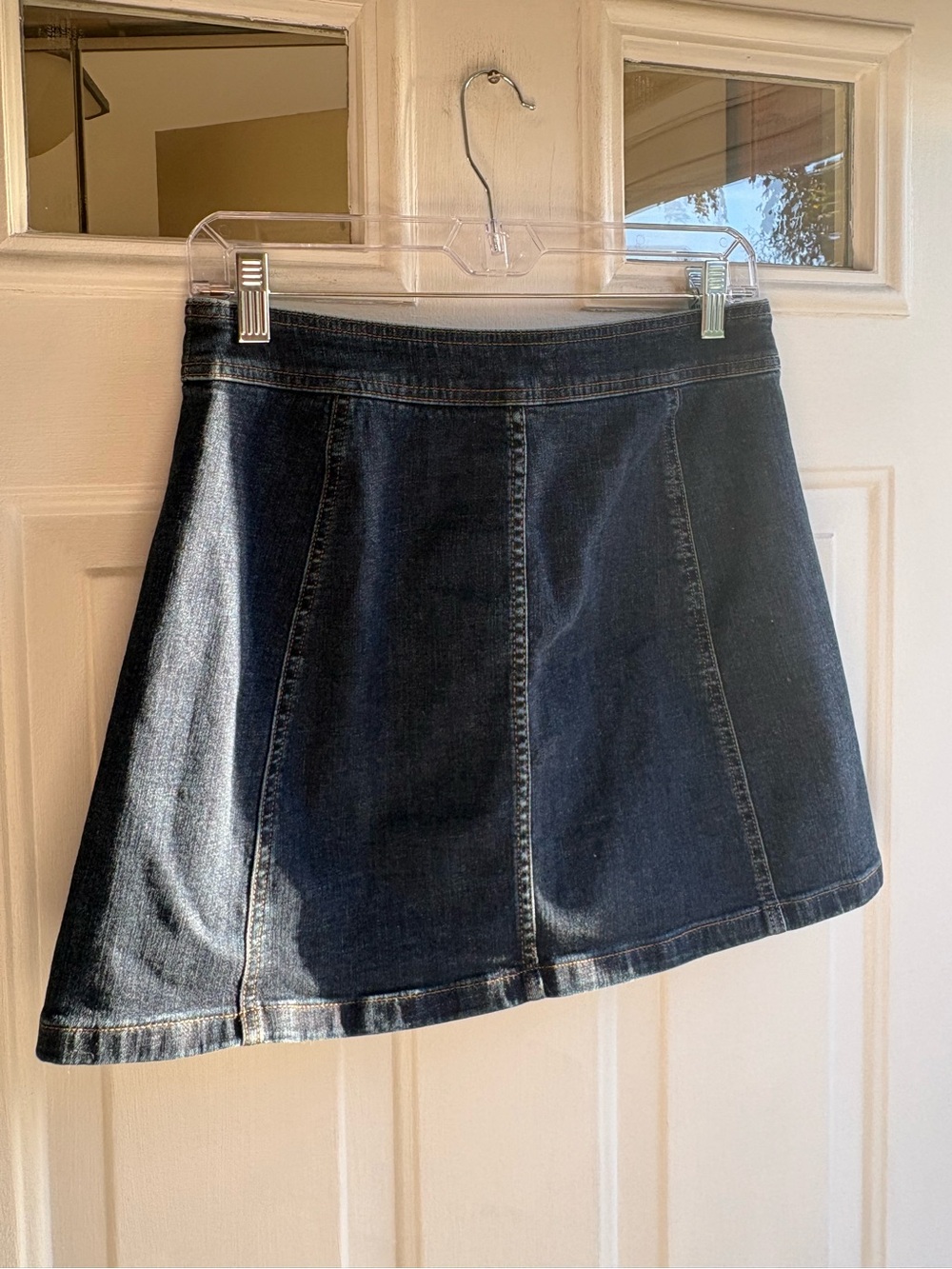 Madewell Blue Stretch Denim A-Line Mini Skirt Button Front Women’s Size M - Picture 6 of 10